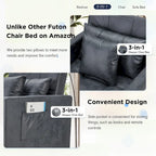 Divano letto futon convertibile 3-in-1, telaio in acciaio, tessuto di lino traspirante, 150 kg