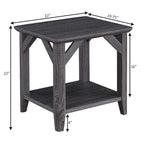 Tavolino rustico a 2 ripiani con mensola, finitura in melaminico effetto legno, 56 cm di larghezza