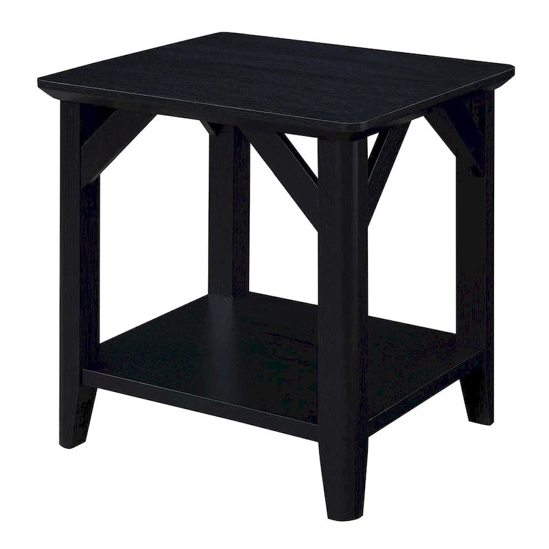Tavolino rustico a 2 ripiani con mensola, finitura in melaminico effetto legno, 56 cm di larghezza