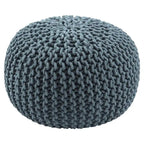 Pouf Rotondo in Cotone Lavorato a Maglia Grossa – Multicolore, Stile Ottomano, 1 Posto