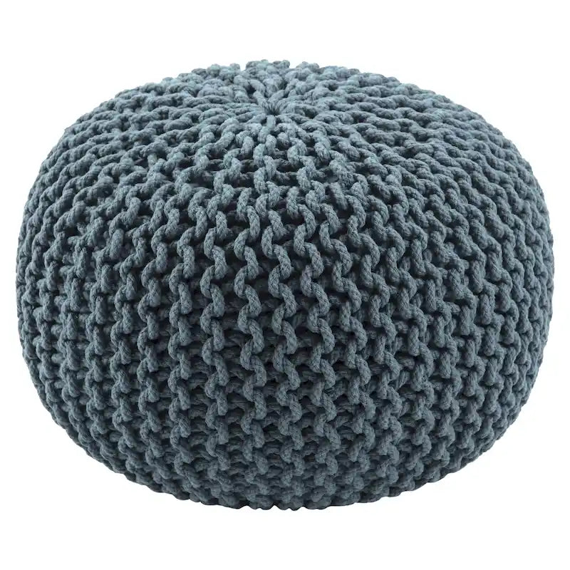 Pouf Rotondo in Cotone Lavorato a Maglia Grossa – Multicolore, Stile Ottomano, 1 Posto