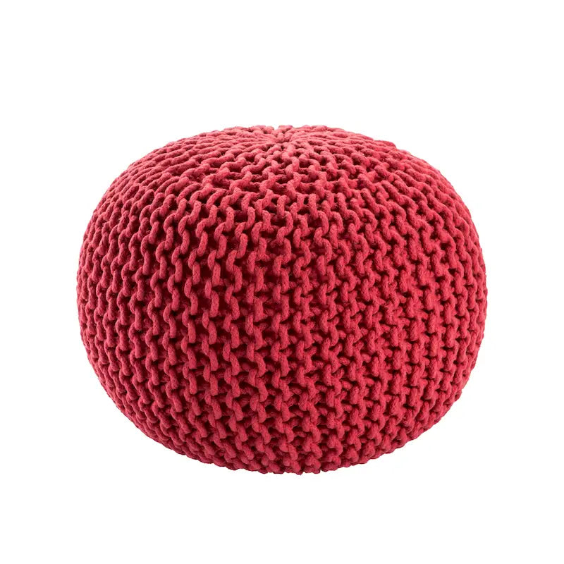 Pouf Rotondo in Cotone Lavorato a Maglia Grossa – Multicolore, Stile Ottomano, 1 Posto