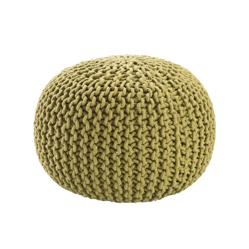 Pouf Rotondo in Cotone Lavorato a Maglia Grossa – Multicolore, Stile Ottomano, 1 Posto