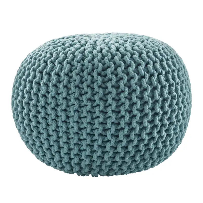Pouf Rotondo in Cotone Lavorato a Maglia Grossa – Multicolore, Stile Ottomano, 1 Posto