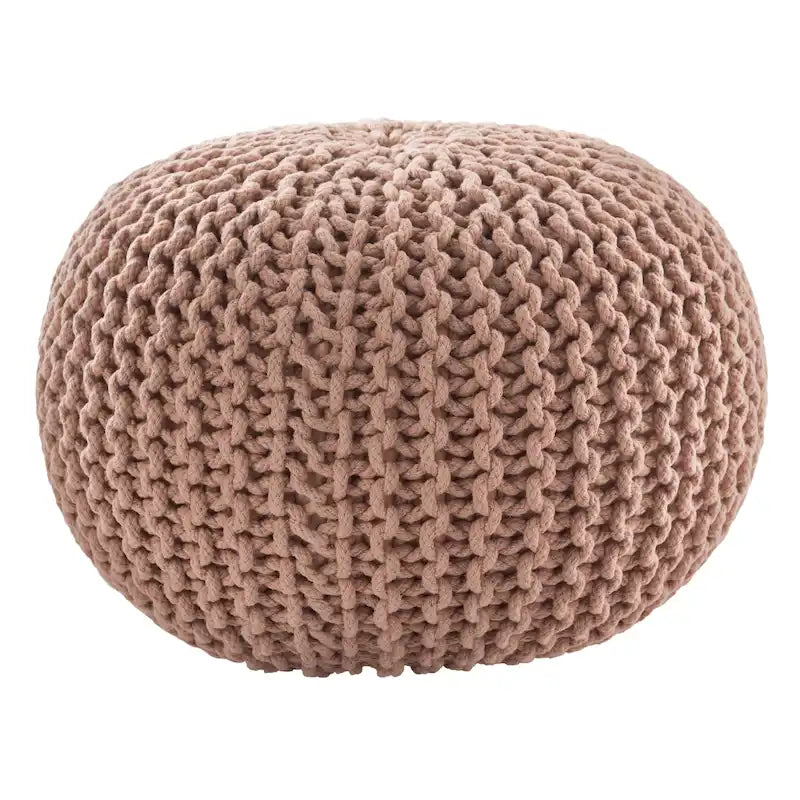 Pouf Rotondo in Cotone Lavorato a Maglia Grossa – Multicolore, Stile Ottomano, 1 Posto