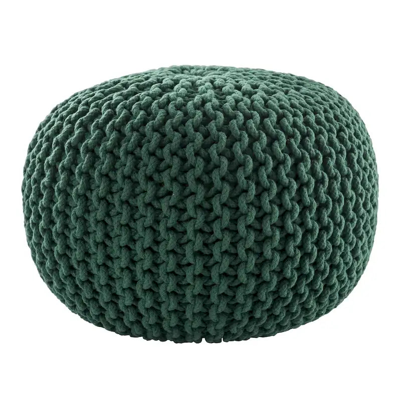 Pouf Rotondo in Cotone Lavorato a Maglia Grossa – Multicolore, Stile Ottomano, 1 Posto