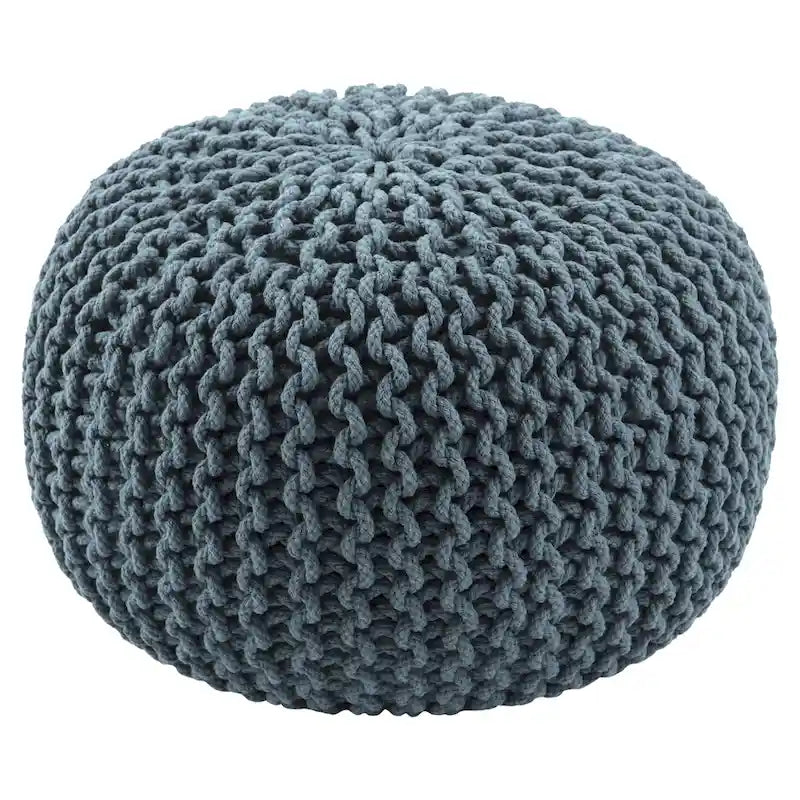 Pouf Rotondo in Cotone Lavorato a Maglia Grossa – Multicolore, Stile Ottomano, 1 Posto