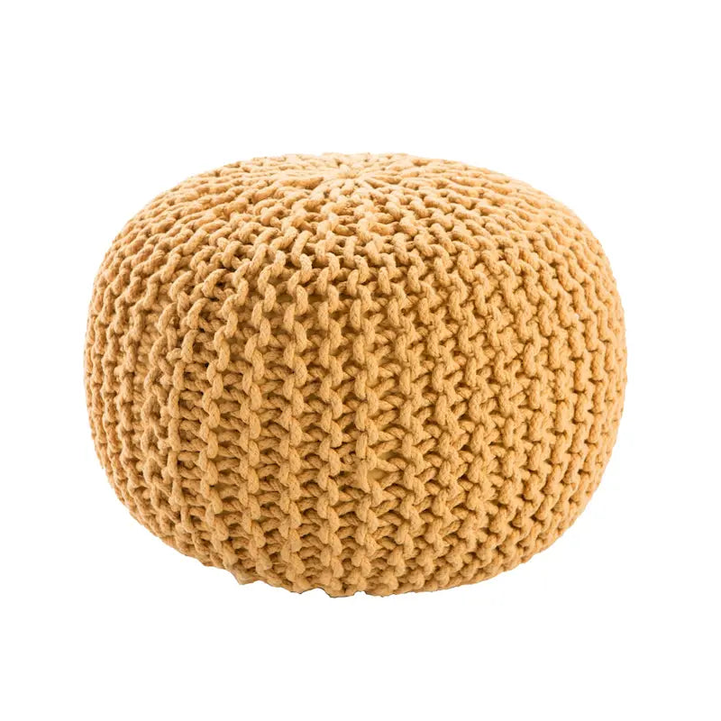 Pouf Rotondo in Cotone Lavorato a Maglia Grossa – Multicolore, Stile Ottomano, 1 Posto