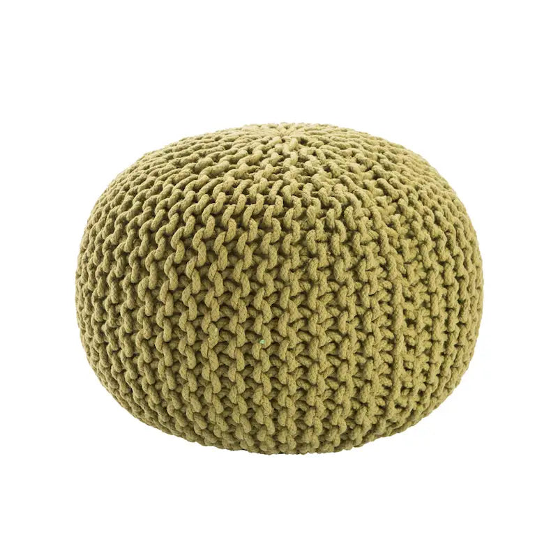 Pouf Rotondo in Cotone Lavorato a Maglia Grossa – Multicolore, Stile Ottomano, 1 Posto