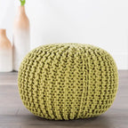 Pouf Rotondo in Cotone Lavorato a Maglia Grossa – Multicolore, Stile Ottomano, 1 Posto