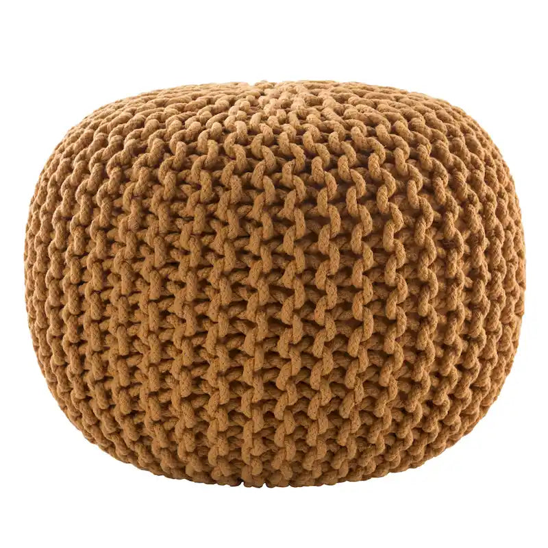 Pouf Rotondo in Cotone Lavorato a Maglia Grossa – Multicolore, Stile Ottomano, 1 Posto