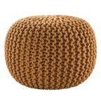 Pouf Rotondo in Cotone Lavorato a Maglia Grossa – Multicolore, Stile Ottomano, 1 Posto