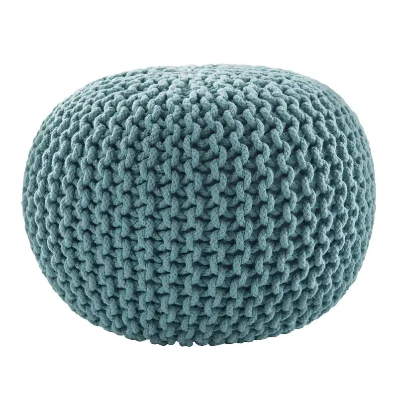 Pouf Rotondo in Cotone Lavorato a Maglia Grossa – Multicolore, Stile Ottomano, 1 Posto