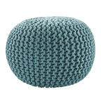 Pouf Rotondo in Cotone Lavorato a Maglia Grossa – Multicolore, Stile Ottomano, 1 Posto