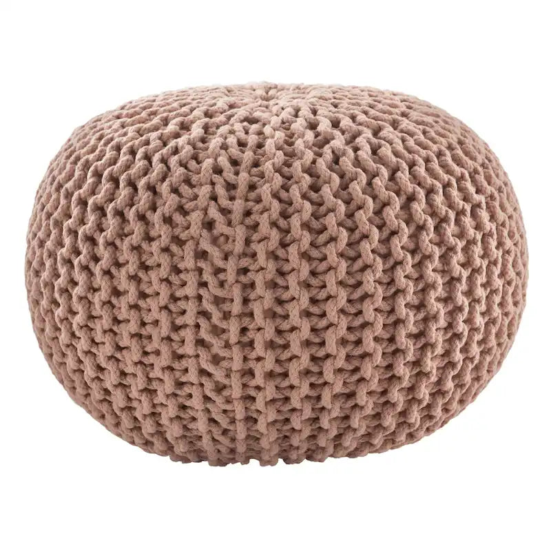 Pouf Rotondo in Cotone Lavorato a Maglia Grossa – Multicolore, Stile Ottomano, 1 Posto