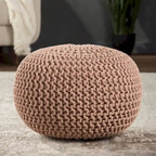 Pouf Rotondo in Cotone Lavorato a Maglia Grossa – Multicolore, Stile Ottomano, 1 Posto