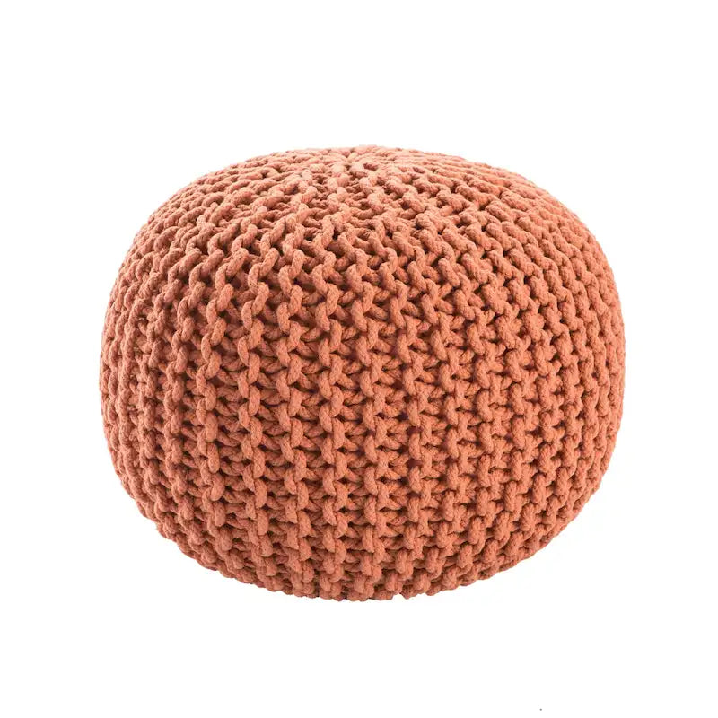 Pouf Rotondo in Cotone Lavorato a Maglia Grossa – Multicolore, Stile Ottomano, 1 Posto
