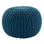 Pouf Rotondo in Cotone Lavorato a Maglia Grossa – Multicolore, Stile Ottomano, 1 Posto