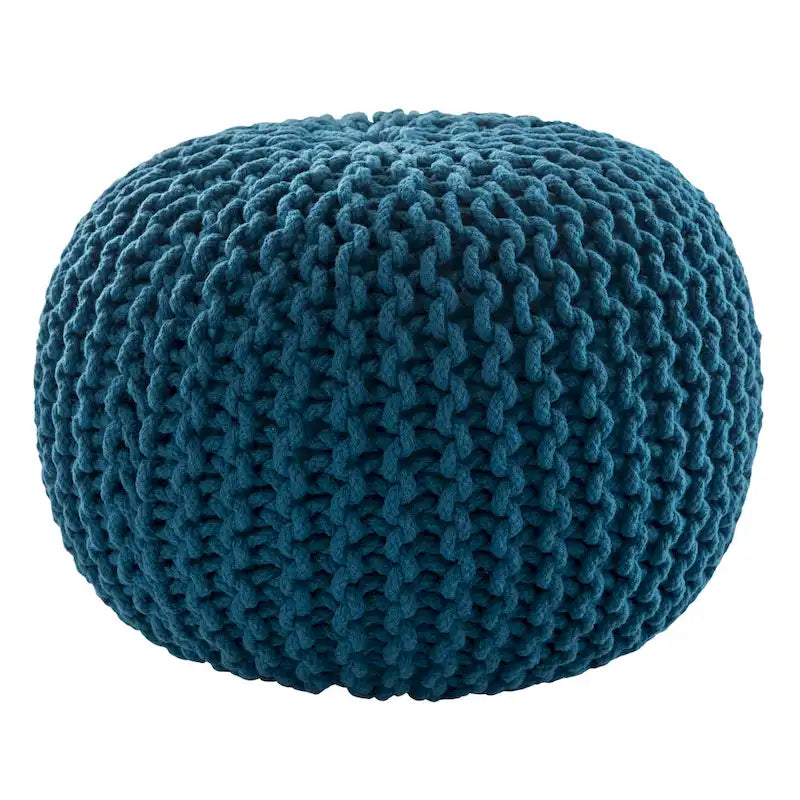 Pouf Rotondo in Cotone Lavorato a Maglia Grossa – Multicolore, Stile Ottomano, 1 Posto