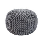 Pouf Rotondo in Cotone Lavorato a Maglia Grossa – Multicolore, Stile Ottomano, 1 Posto