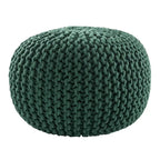 Pouf Rotondo in Cotone Lavorato a Maglia Grossa – Multicolore, Stile Ottomano, 1 Posto