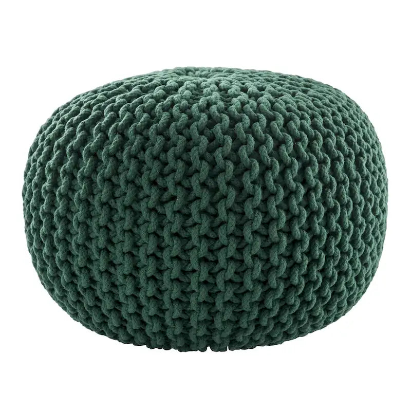 Pouf Rotondo in Cotone Lavorato a Maglia Grossa – Multicolore, Stile Ottomano, 1 Posto