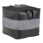 Pouf ottomano quadrato marrone/cuoio, pelle e tela, 1 posto