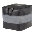 Pouf ottomano quadrato marrone/cuoio, pelle e tela, 1 posto