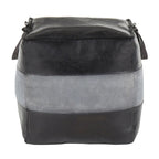 Pouf ottomano quadrato marrone/cuoio, pelle e tela, 1 posto