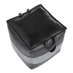 Pouf ottomano quadrato marrone/cuoio, pelle e tela, 1 posto