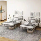 Struttura letto in metallo nero con testiera e pediera curve, singolo/una piazza e mezza/matrimoniale/king size, 1-2 persone