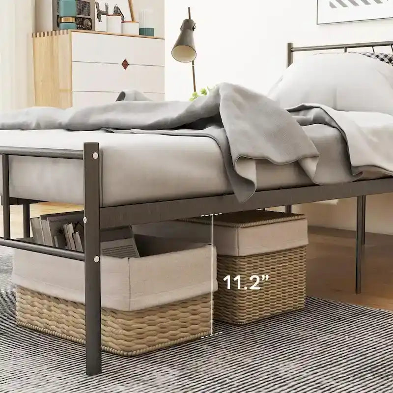 Struttura letto in metallo nero con testiera e pediera curve, singolo/una piazza e mezza/matrimoniale/king size, 1-2 persone