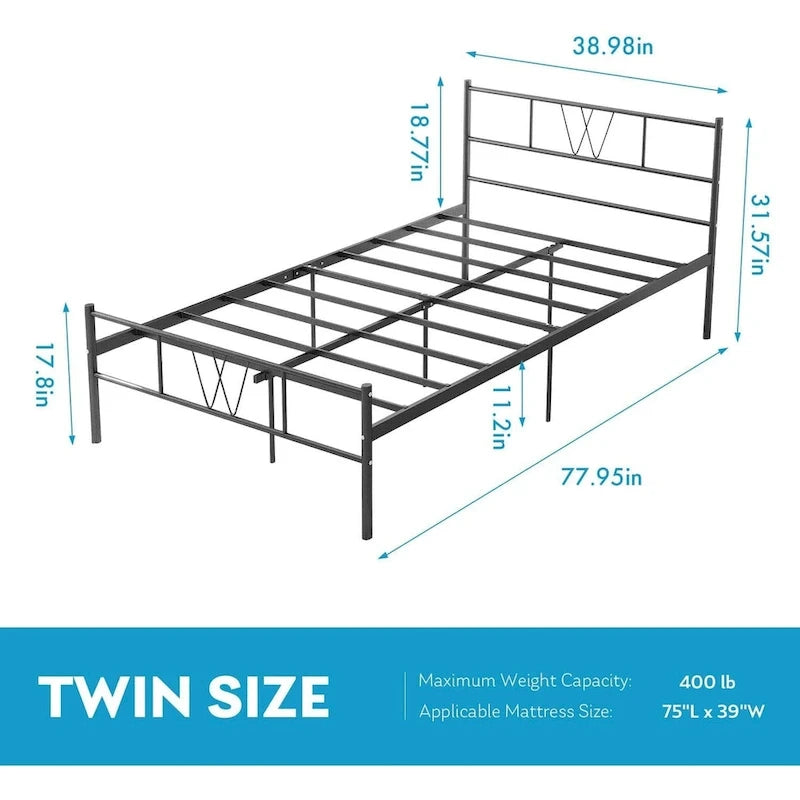 Struttura letto in metallo nero con testiera e pediera curve, singolo/una piazza e mezza/matrimoniale/king size, 1-2 persone