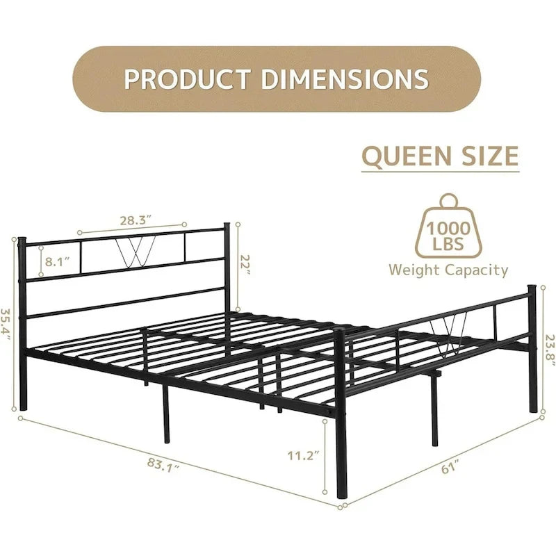 Struttura letto in metallo nero con testiera e pediera curve, singolo/una piazza e mezza/matrimoniale/king size, 1-2 persone