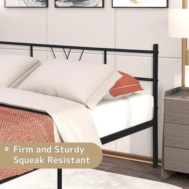 Struttura letto in metallo nero con testiera e pediera curve, singolo/una piazza e mezza/matrimoniale/king size, 1-2 persone