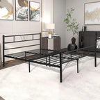 Struttura letto in metallo nero con testiera e pediera curve, singolo/una piazza e mezza/matrimoniale/king size, 1-2 persone