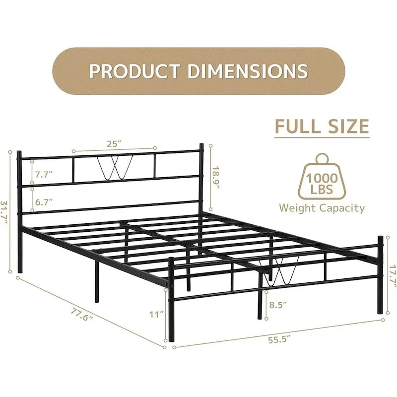 Struttura letto in metallo nero con testiera e pediera curve, singolo/una piazza e mezza/matrimoniale/king size, 1-2 persone