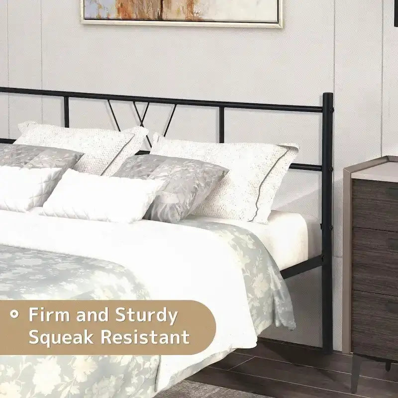 Struttura letto in metallo nero con testiera e pediera curve, singolo/una piazza e mezza/matrimoniale/king size, 1-2 persone