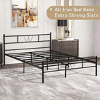 Struttura letto in metallo nero con testiera e pediera curve, singolo/una piazza e mezza/matrimoniale/king size, 1-2 persone