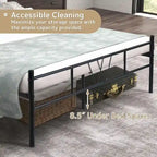 Struttura letto in metallo nero con testiera e pediera curve, singolo/una piazza e mezza/matrimoniale/king size, 1-2 persone
