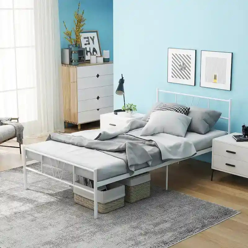 Struttura letto in metallo nero con testiera e pediera curve, singolo/una piazza e mezza/matrimoniale/king size, 1-2 persone
