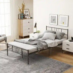 Struttura letto in metallo nero con testiera e pediera curve, singolo/una piazza e mezza/matrimoniale/king size, 1-2 persone