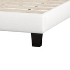 Letto a piattaforma moderno imbottito King Size con testiera, telaio letto capitonné resistente con supporto a doghe in legno, beige