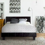 Letto a piattaforma imbottito in ecopelle contemporaneo
