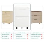 Classificatore con rotelle in acciaio con 2 cassetti, con chiusura, bianco/nero