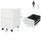 Classificatore con rotelle in acciaio con 2 cassetti, con chiusura, bianco/nero