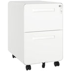 Classificatore con rotelle in acciaio con 2 cassetti, con chiusura, bianco/nero