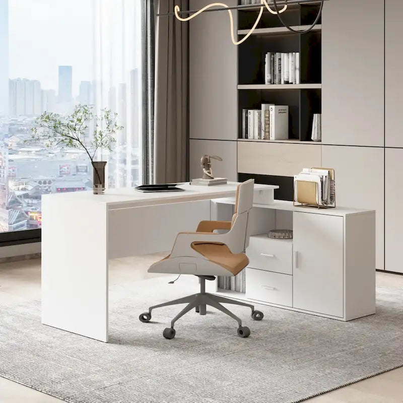 Timechee Home Office Computer Desk Corner Desk 55-inch Writing Table