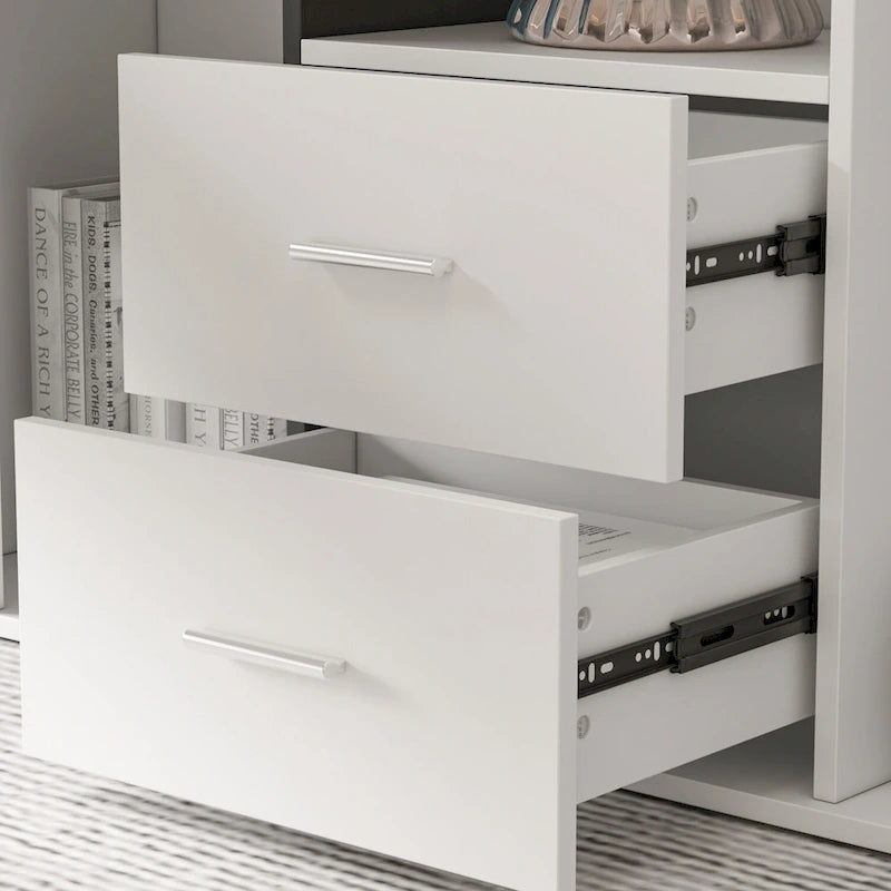 Scrivania angolare a L per computer, 140 cm, MDF, tavolo da scrittura per ufficio con portaoggetti