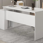 Scrivania angolare a L per computer, 140 cm, MDF, tavolo da scrittura per ufficio con portaoggetti